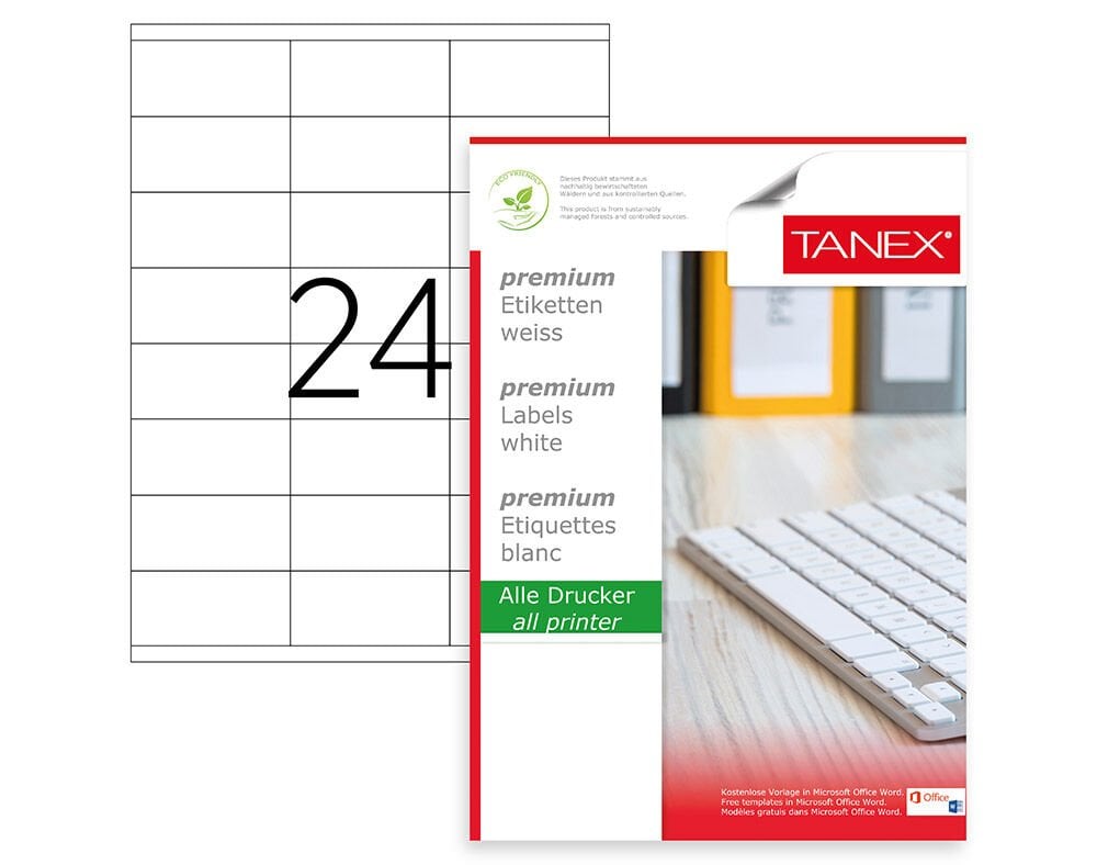 Tanex TW-2324 70x35 mm Laser Etiket