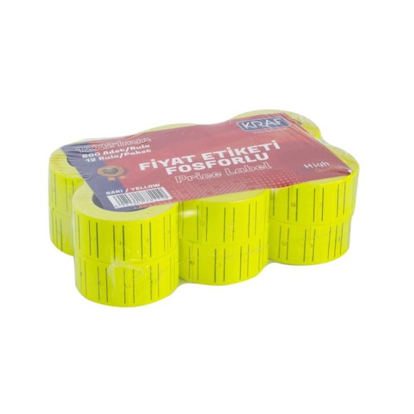 Kraf Motex Etiket 12X21 Mm Fosforlu Sarı