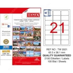 Tanex TW-2021 63.5x38.1 mm Laser Etiket