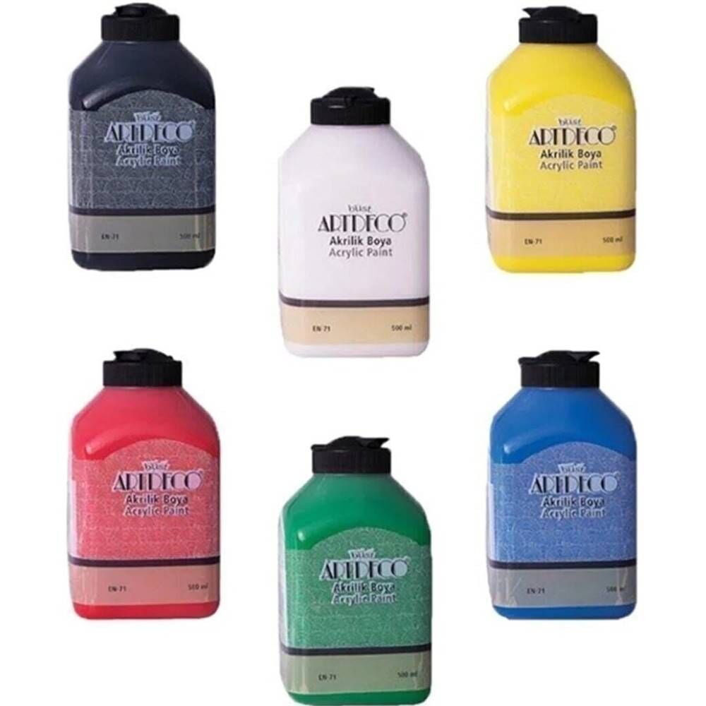 Artdeco Akrilik Boya Seti 6X500 Ml Temel Renkler Y-070L-As1
