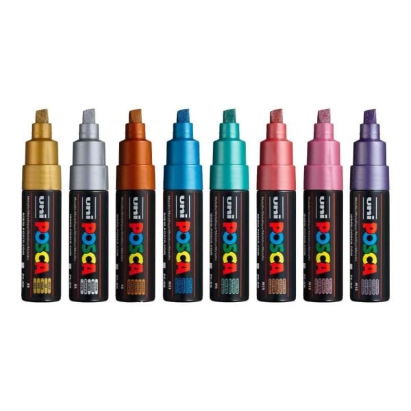 Uniball Posca Boyama Markörü PC-8K 8.0 mm 7+1 Metalik Renkler