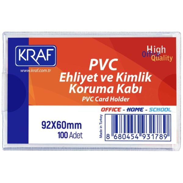 Kraf Kart Poşeti Pvc   92X60mm Ehliyet & Kimlik 100 Lü