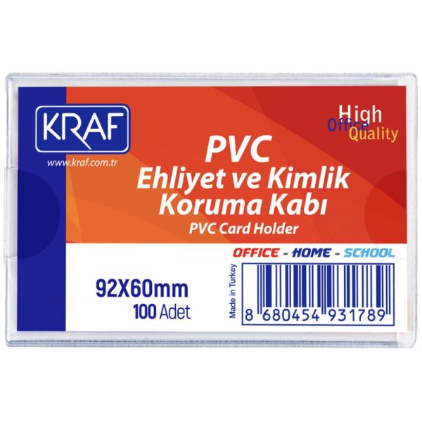 Kraf Kart Poşeti Pvc   92X60mm Ehliyet & Kimlik 100 Lü