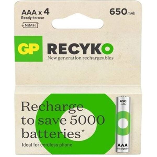 GP AA 1300 mAh Şarjlı Recharge Kalem Pil 4'lü Paket GP1300AAHVC-2TLB4