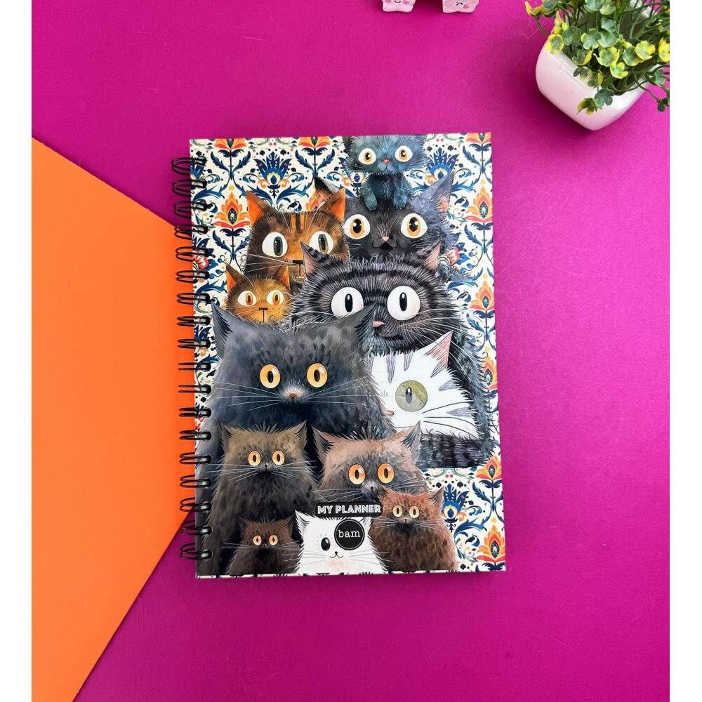 My Planner 1317  Sevimli Kediler Tasarımlı Spiralli Konuşan Ajanda