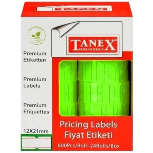 Tanex Motex Etiket 12X21 Florasan Yeşil 800 Lü