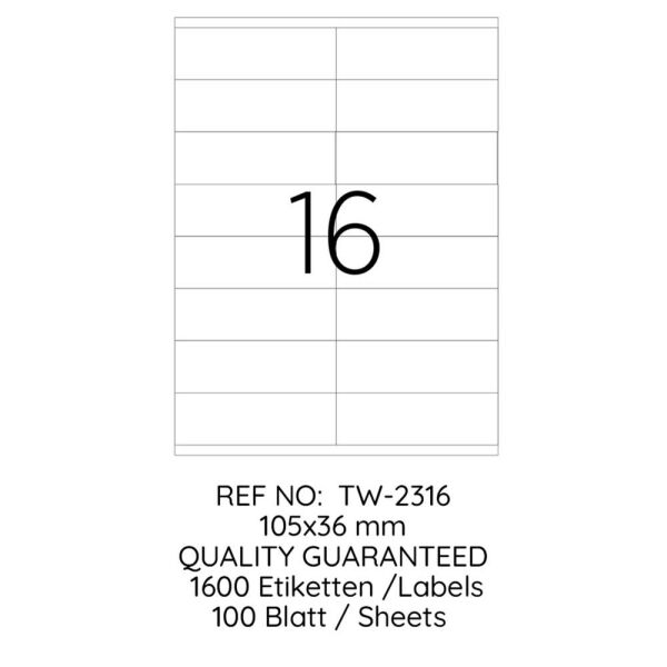 Tanex Laser Etiket Tw-2316 105 X 36 Mm 100 Lü
