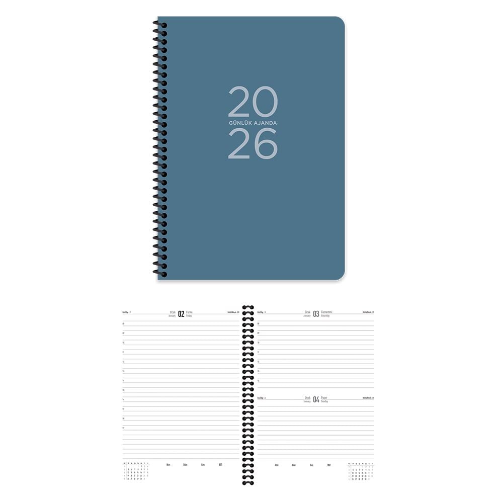 Keskin 2026 17x24 Spiralli Mavi Günlük Ajanda