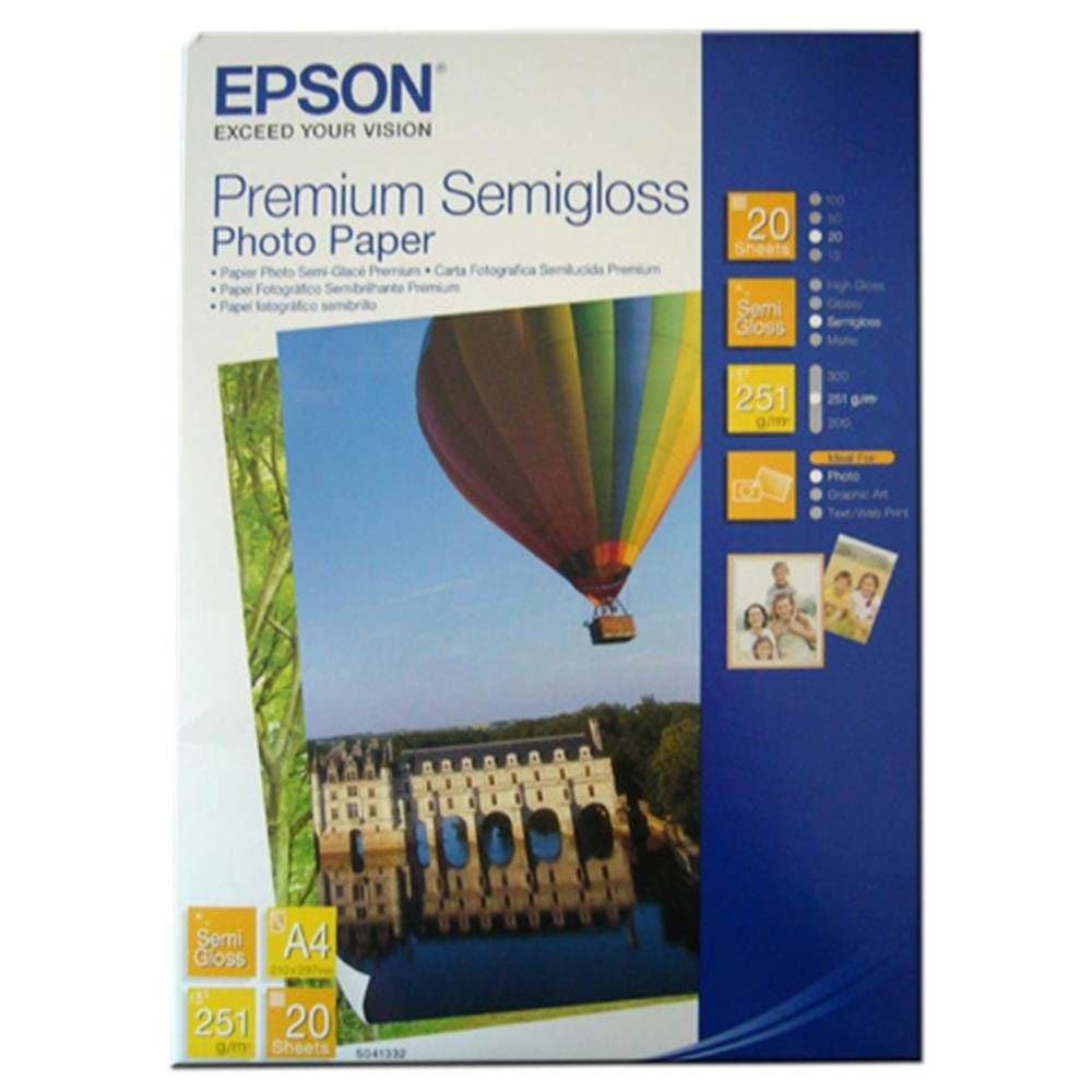 Epson A4 251Gram 20'li Premium Semigloss Fotoğraf Kağıdı S041332