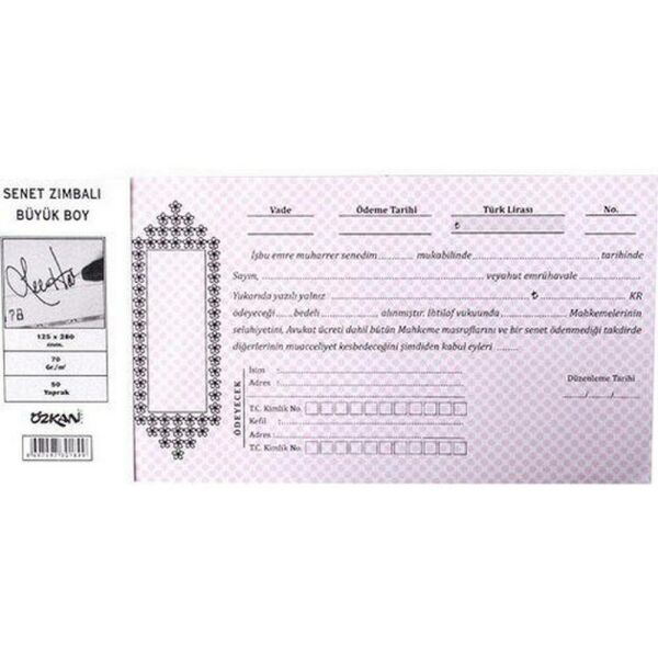 Özkan Senet Zımbalı Koçanlı Büyük 50 li M0697 0122