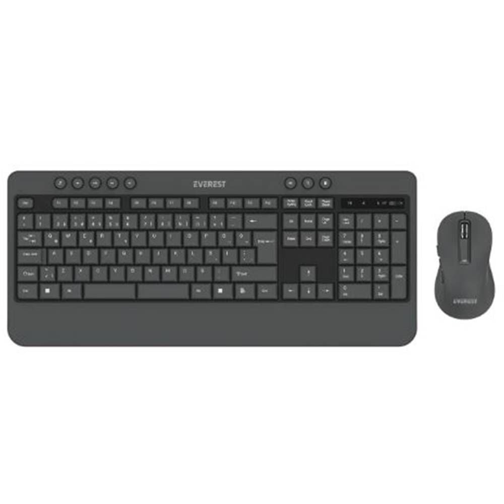 Everest KM-6585 Dual Gri-Siyah Kablosuz Çift Space Tuşlu Q Klavye + Mouse Set
