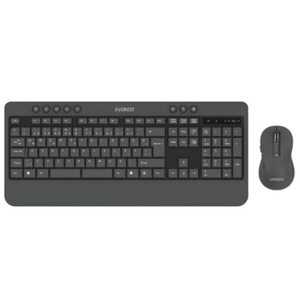 Everest KM-6585 Dual Gri-Siyah Kablosuz Çift Space Tuşlu Q Klavye + Mouse Set