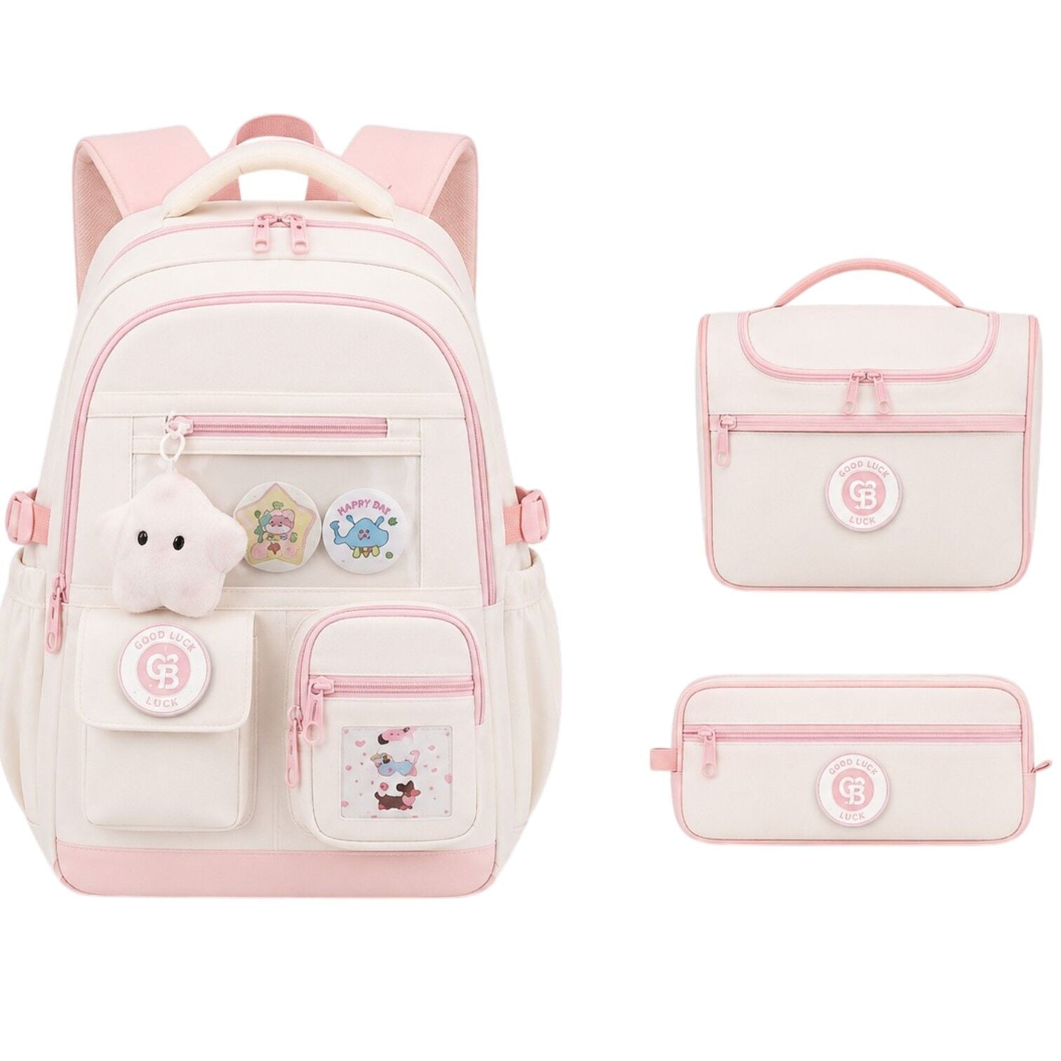 Color Bags B87 3'lü Set Pembe İlkokul Çantası