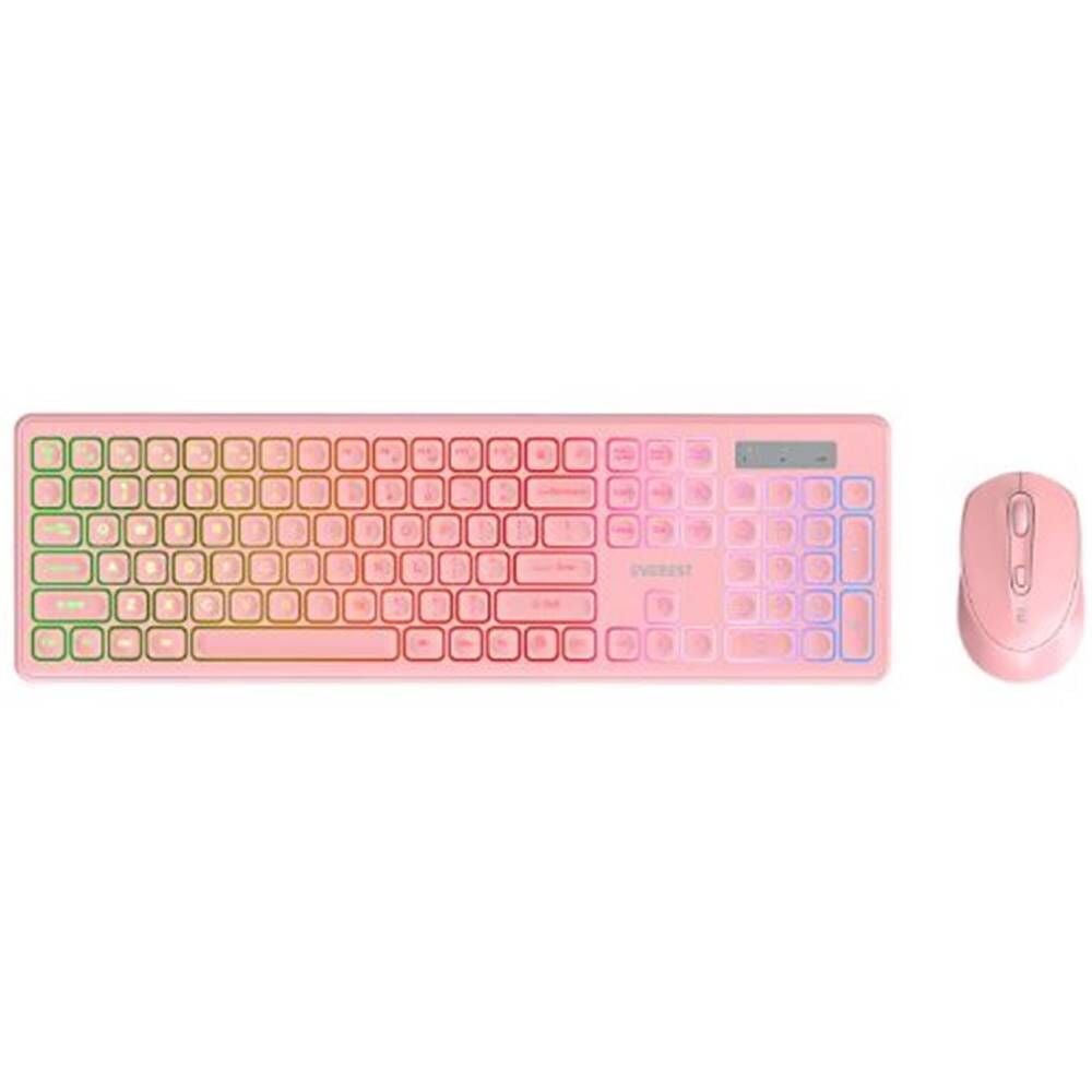 Everest KM-319BT Pembe 2.4G+BT1+BT2 Çoklu Cihaz Bağlantılı Q Set Kablosuz Klavye + Mouse
