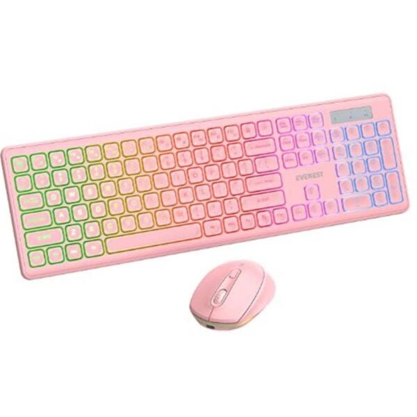 Everest KM-319BT Pembe 2.4G+BT1+BT2 Çoklu Cihaz Bağlantılı Q Set Kablosuz Klavye + Mouse