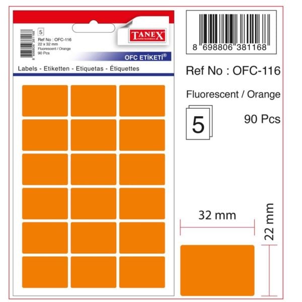 Tanex Ofis Etiketi Ofc-116 Flo Turuncu