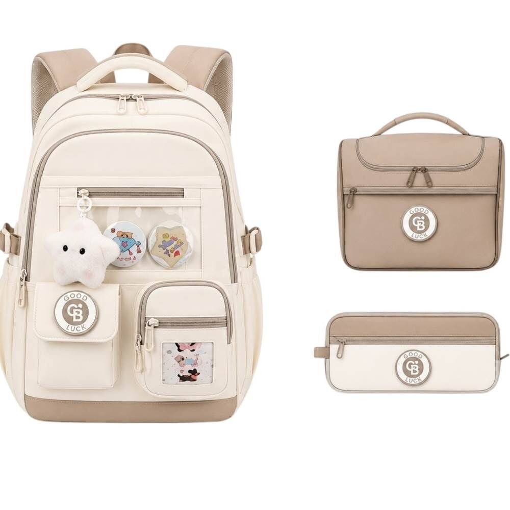 Color Bags B87 3'lü Set Krem İlkokul Çantası