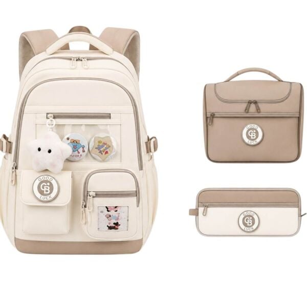 Color Bags B87 3'lü Set Krem İlkokul Çantası