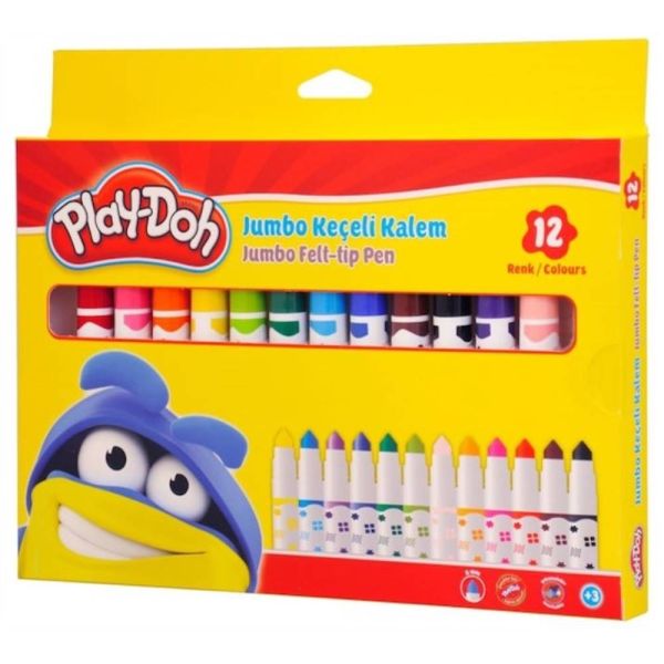Play-Doh Keçeli Kalem Jumbo Karton 12 Renk Ke010
