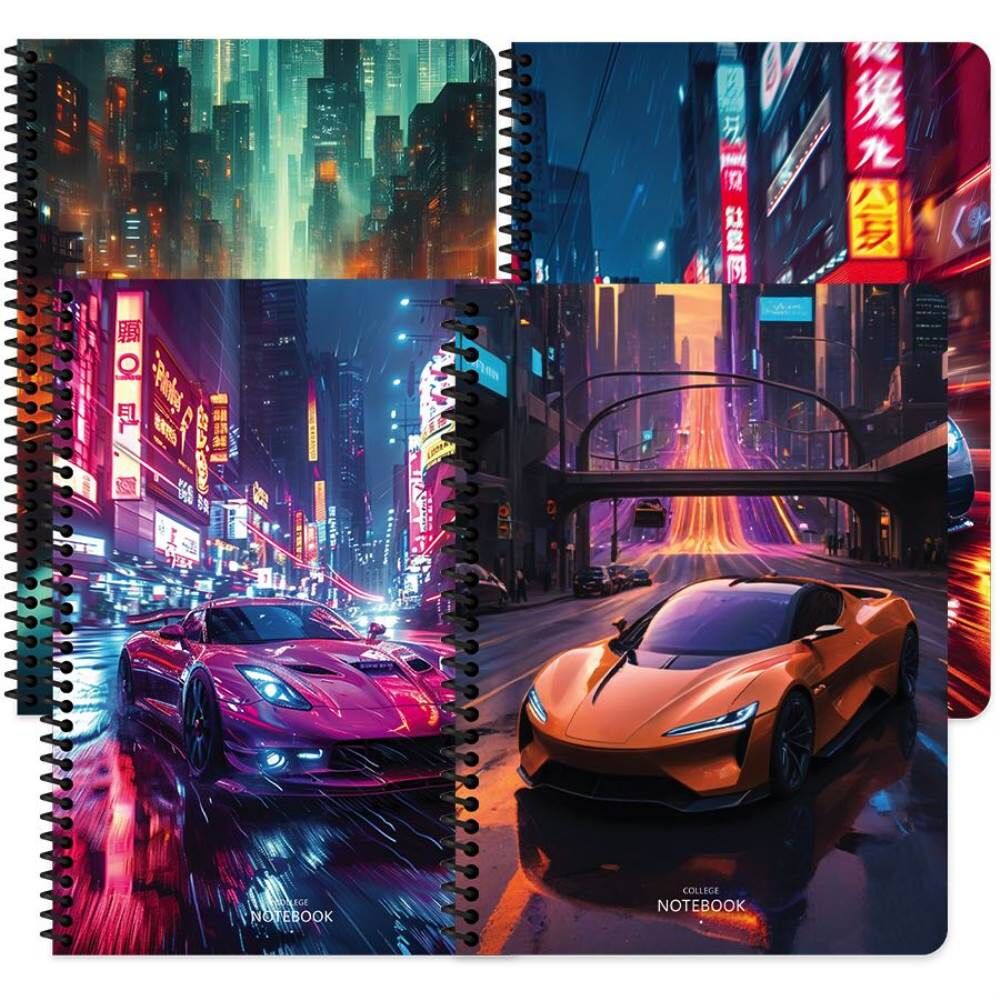 Arabalar 16.5x22.5 80 Yaprak Kareli Karton Kapak Spiralli Defter 387342