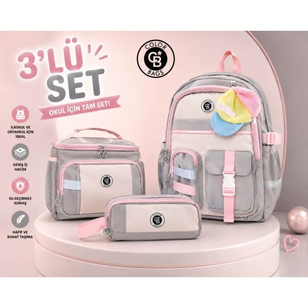 Color Bags B93 3'lü Set Yeşil İlkokul Çantası