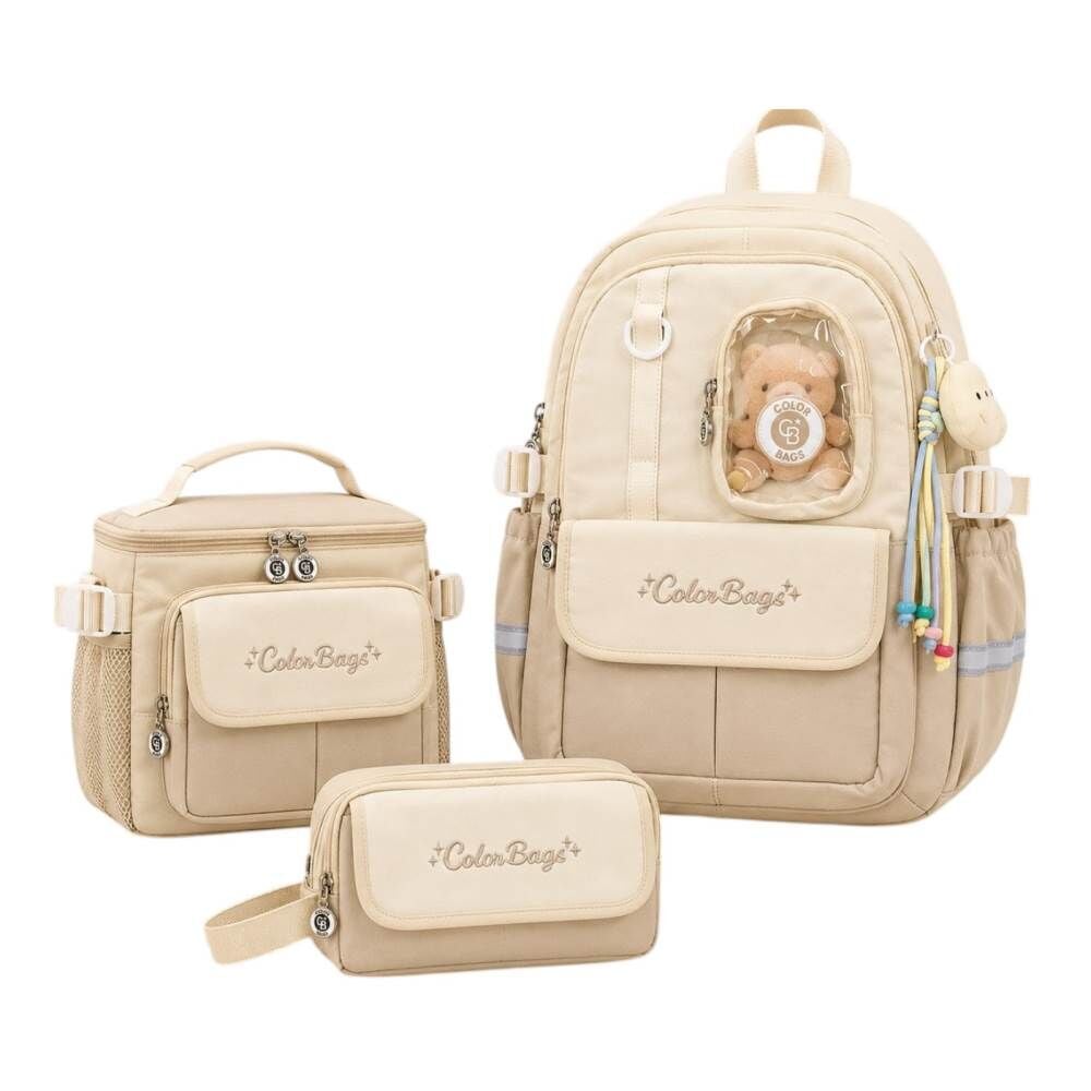 Color Bags B88 3'lü Set Krem İlkokul Çantası