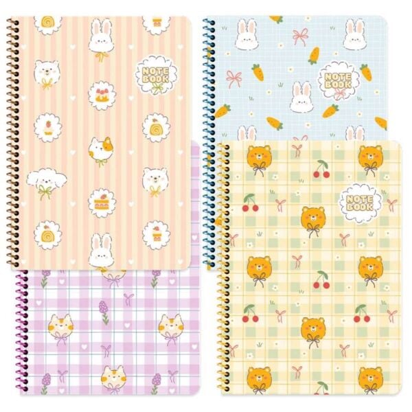 Kawaii A4 80 Yaprak Çizgili Spiralli Karton Kapak Defteri 300215-5