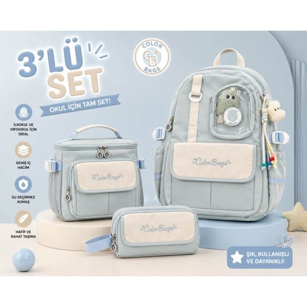 Color Bags B88 3'lü Set Mavi İlkokul Çantası