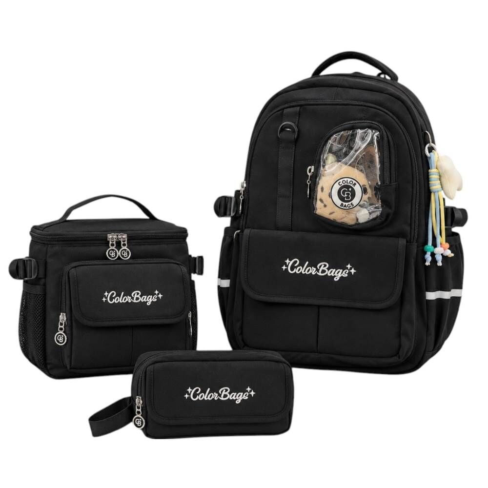 Color Bags B88 3'lü Set Siyah İlkokul Çantası