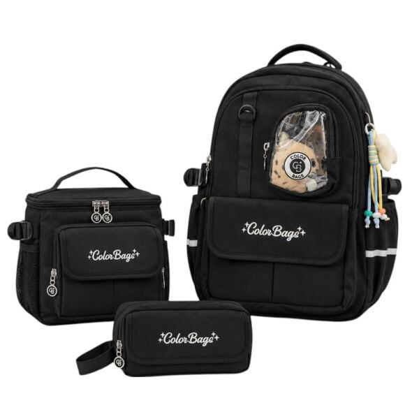 Color Bags B88 3'lü Set Siyah İlkokul Çantası