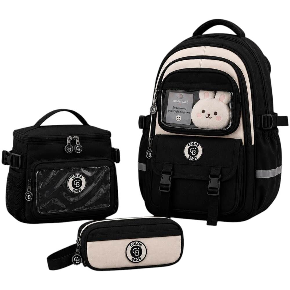 Color Bags B84 3'lü Set Siyah İlkokul Çantası