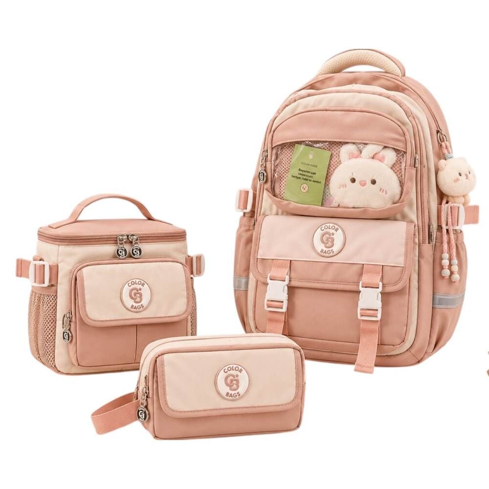 Color Bags B84 3'lü Set Pembe İlkokul Çantası