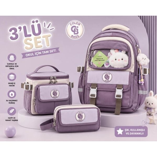 Color Bags B84 3'lü Set Kahve İlkokul Çantası