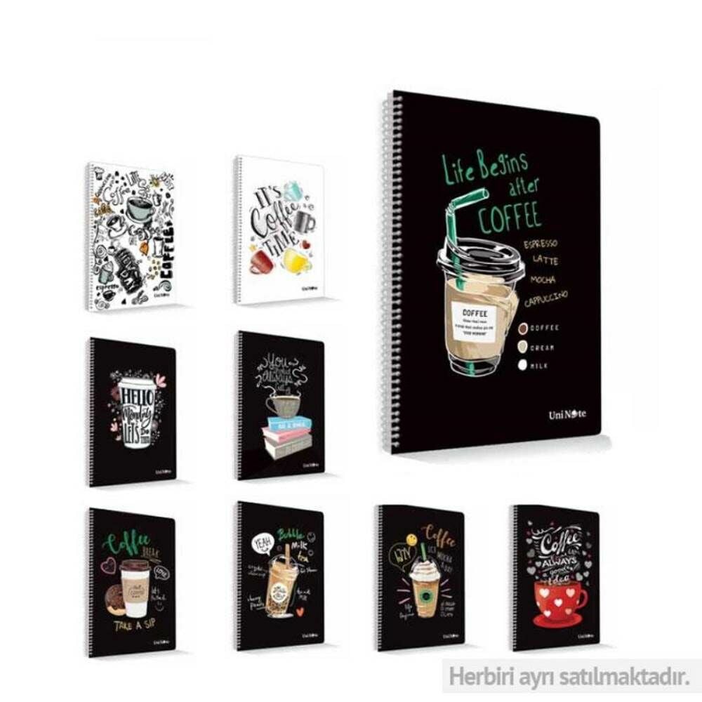 Coffee A4 72 Yaprak Kareli Plastik Kapak Spiralli Defter 72608