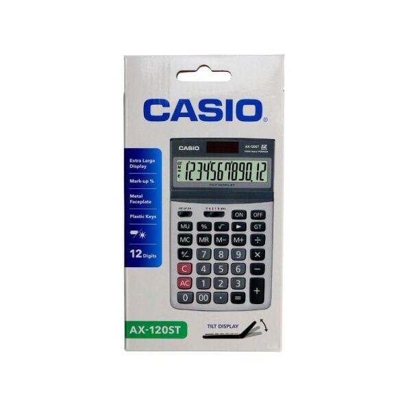 Casio Masa Üstü Hesap Makinesi 12 Hane Ax-120ST Oynar Başlıklı
