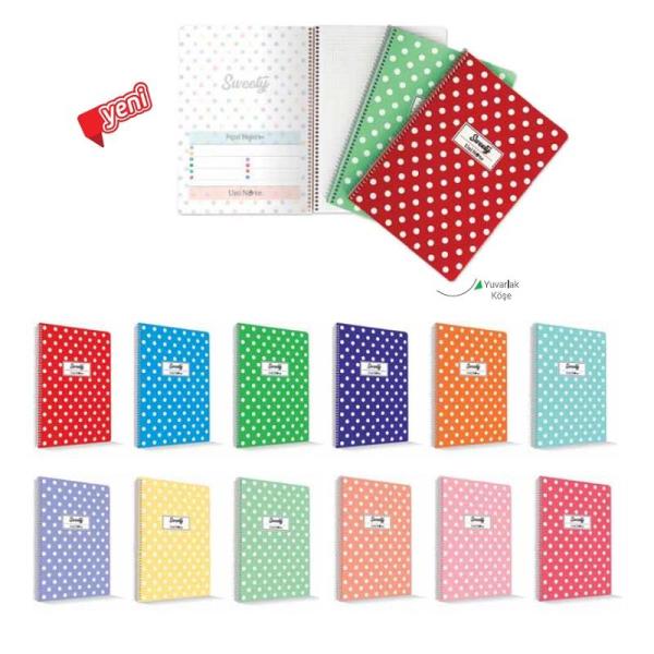 Sweety A4 96 Yaprak Çizgili Plastik Kapak Spiralli Defter 71510