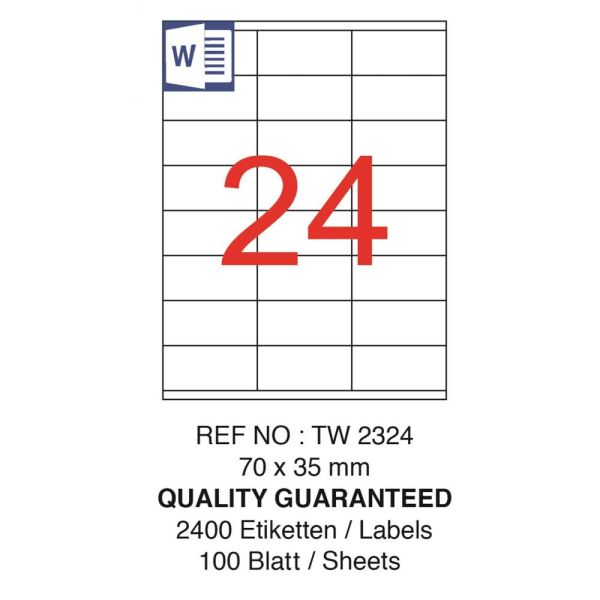Tanex Laser Etiket Tw-2324 70 X 35 Mm ( 24 ) 100 Lü