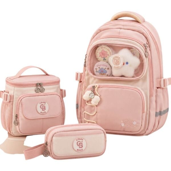 Color Bags B82 3'lü Set Pembe İlkokul Çantası