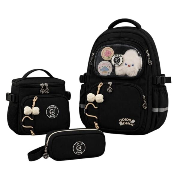 Color Bags B82 3'lü Set Siyah İlkokul Çantası