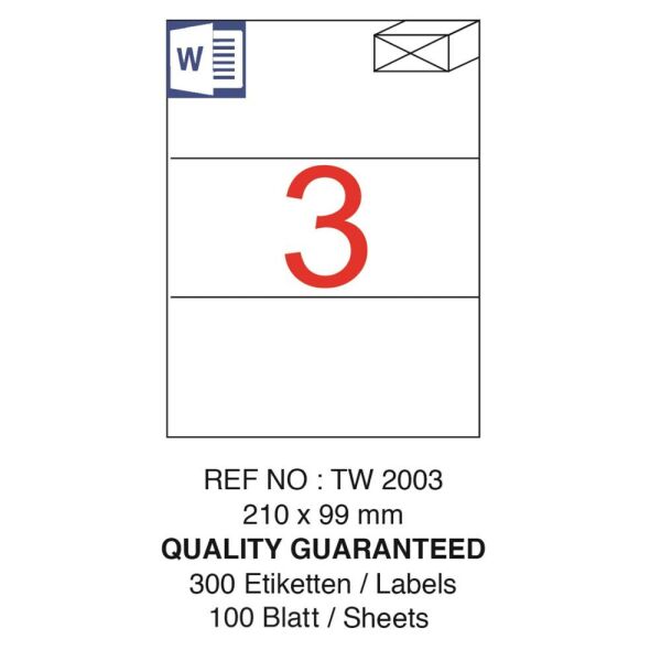 Tanex Laser Etiket Tw-2003 210 X 99 Mm ( 3 ) 100 Lü