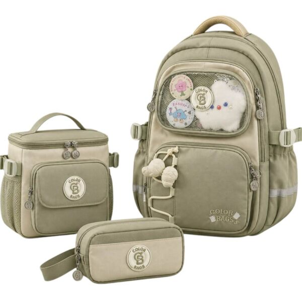 Color Bags B82 3'lü Set Yeşil İlkokul Çantası