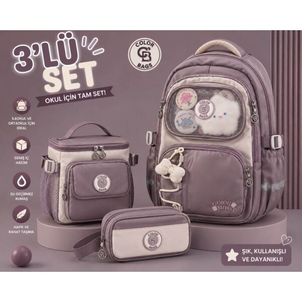 Color Bags B82 3'lü Set Lavanta İlkokul Çantası