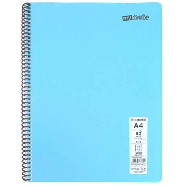 Mynote Defter Flex Pastel Pp Kapak Spiralli A4 60 Yp Çizgili Mfxpa-A460-Ç