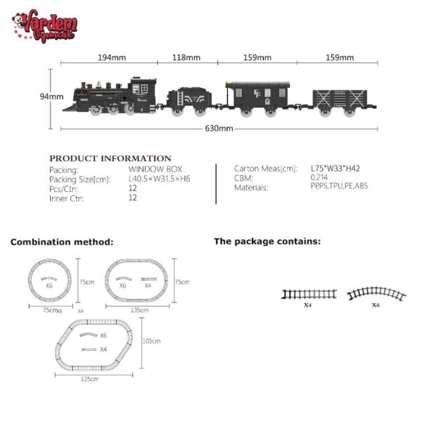 FF-1603C-4C Işıklı Sesli Buharlı 15 Parça Tren