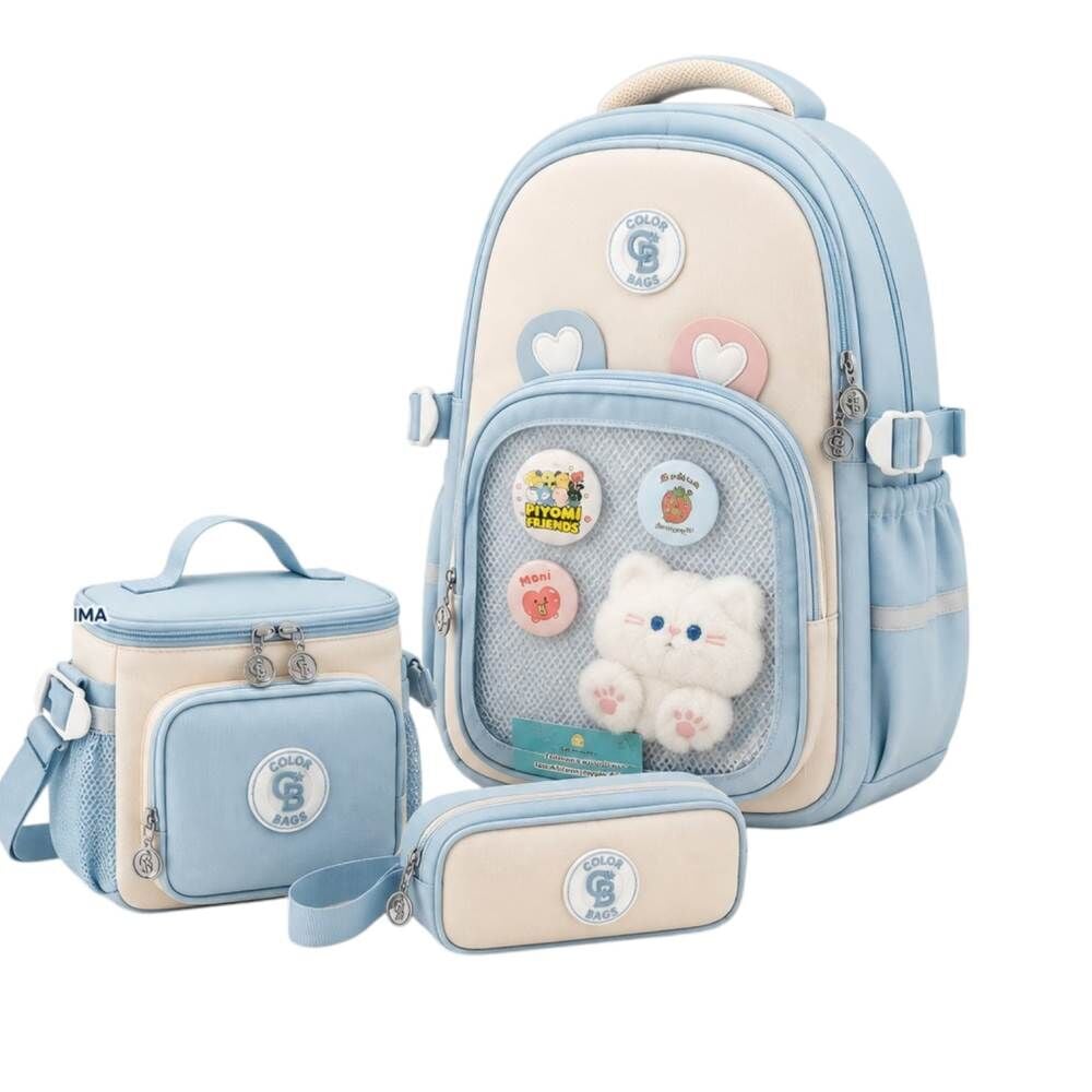 Color Bags B89 3'lü Set Mavi İlkokul Çantası