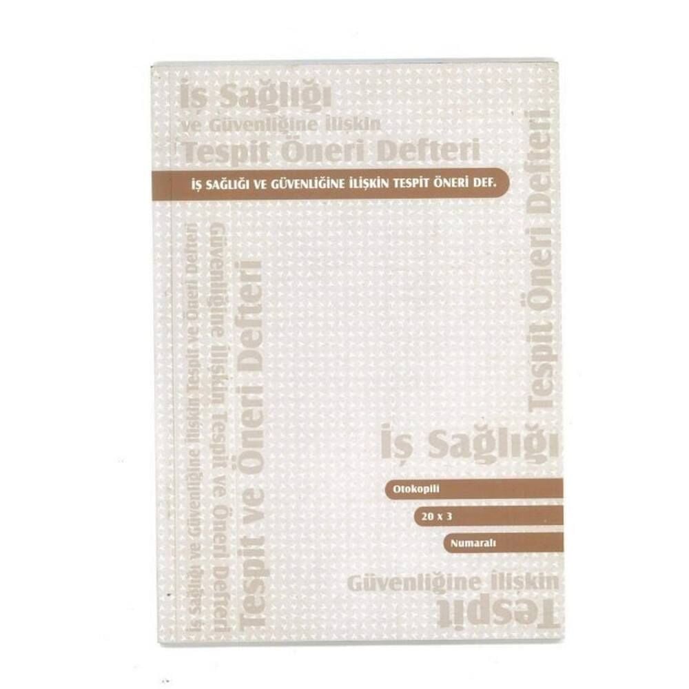 Özkan İş Sağlığı ve Güvenliği Tespit Öneri Defteri 20 Yaprak 3 Nüsha BM101 100
