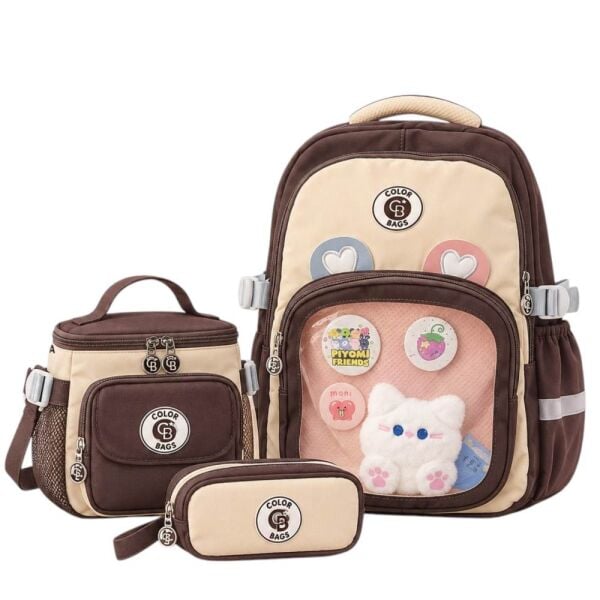 Color Bags B89 3'lü Set Kahve İlkokul Çantası