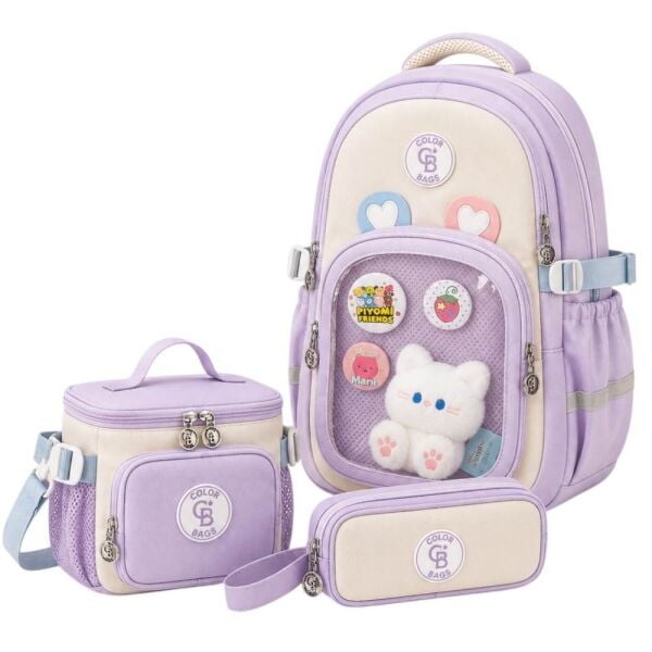 Color Bags B89 3'lü Set Lila İlkokul Çantası
