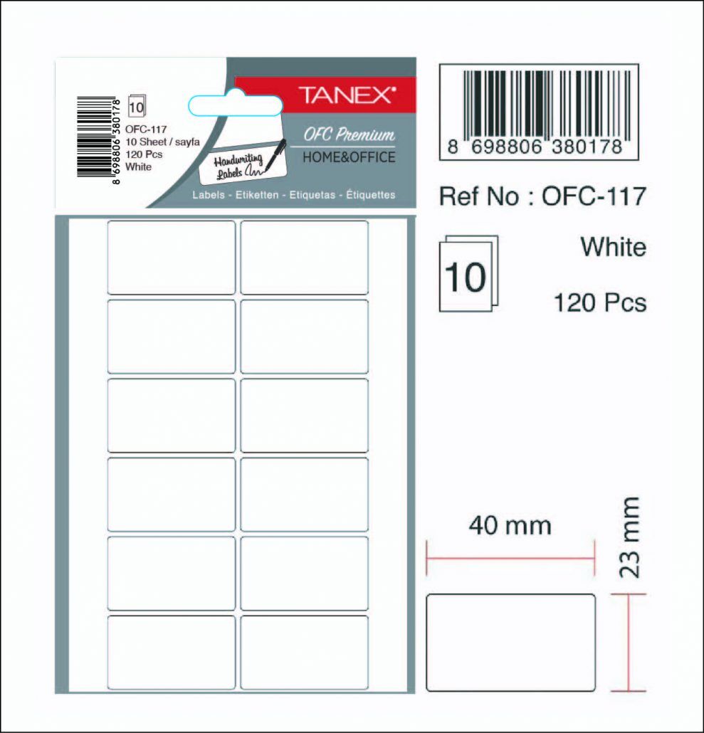 Tanex Ofis Etiketi Ofc-117 Beyaz