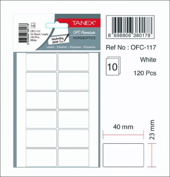 Tanex Ofis Etiketi Ofc-117 Beyaz
